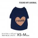 【FOUND MY ANIMAL ファウンドマイアニマル】ビックフルハートTシャツ NAVY BLUE×PUTTY XS-Mサイズ【 犬 服 ドッグウェア 】