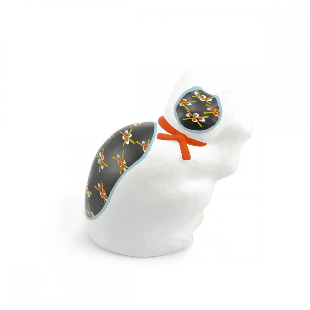 堤人形 つつみのおひなっこや - 招き猫 横(特大)　和のインテリア 土人形 伝統的工芸品