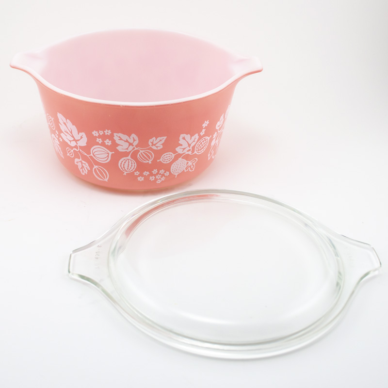 Old Pyrex オールド パイレックス キャセロール グーズベリー柄 深型