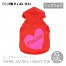 【FOUND MY ANIMAL ファウンドマイアニマル】ビックフルハート フーディ CORAL ORANGE + NEON PINK コーラルオレンジ+ネオンピンク XS S M L【ネコポス対応】
